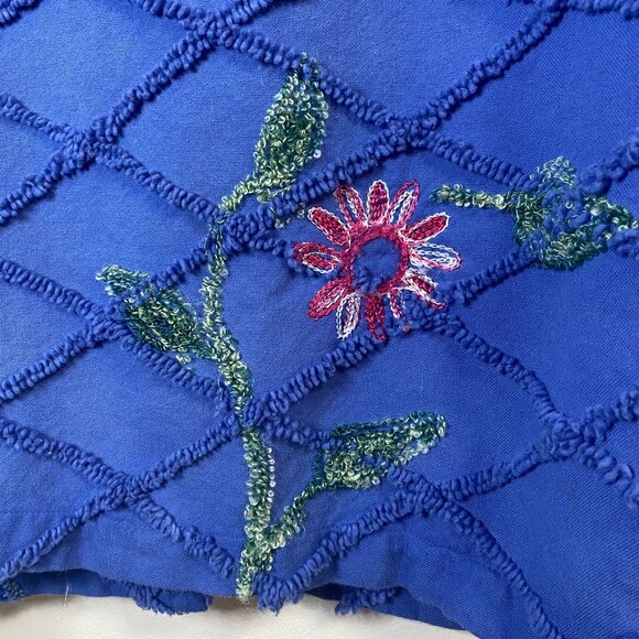 Tantrums Jacket Women's L Blue Floral Vintage Embroidered Flower Button Collared - Picture 8 of 9